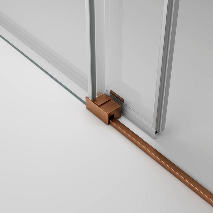 GME BASIC Mampara Frontal Ducha Corredera 1F+1C Cobre Vidrio Decorado