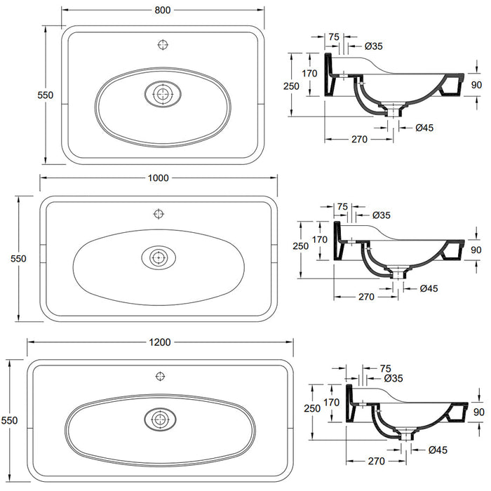 VALADARES APOLO Lavabo Suspendido Blanco