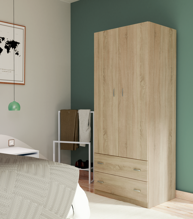 MUEBLES PITARCH Armario 2 Puertas 2 Cajones Roble Cambrian