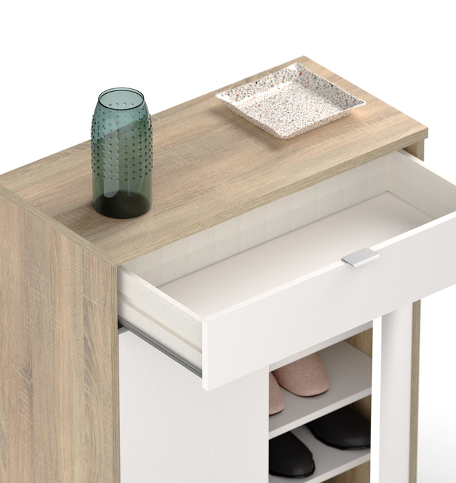 MUEBLES PITARCH Zapatero Berlín Roble Cambrian/Blanco alto brillo