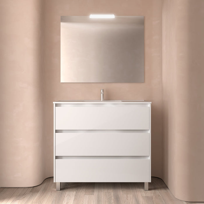 SALGAR NOJA Complete Bathroom Furniture Set 3 Drawers Glossy White Color