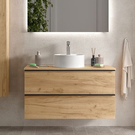 SALGAR NABUA Mueble de Baño con Lavabo Encimera Roble