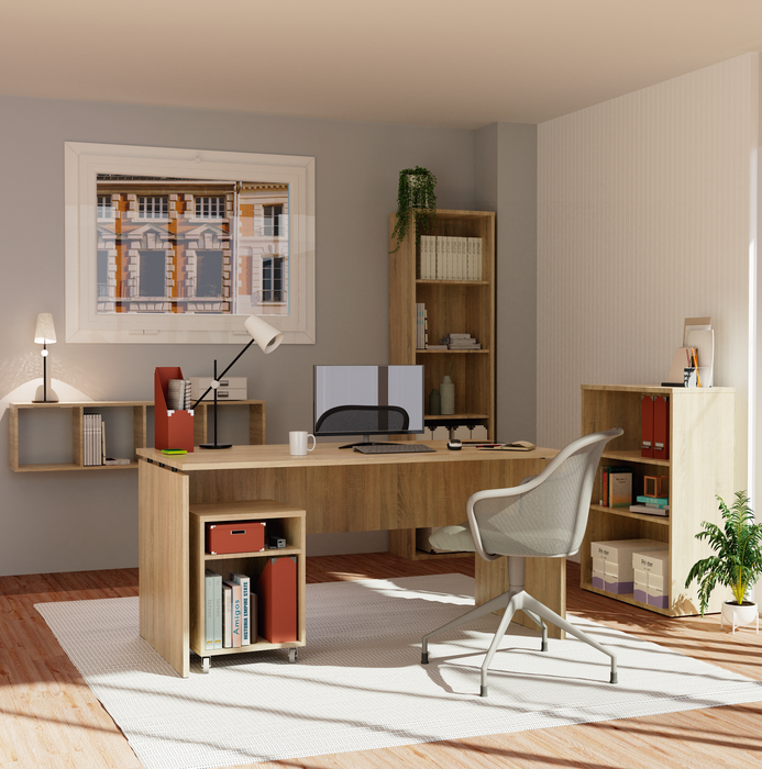 MUEBLES PITARCH Mesa Despacho Rivoli Roble Cambrian/pivote negro