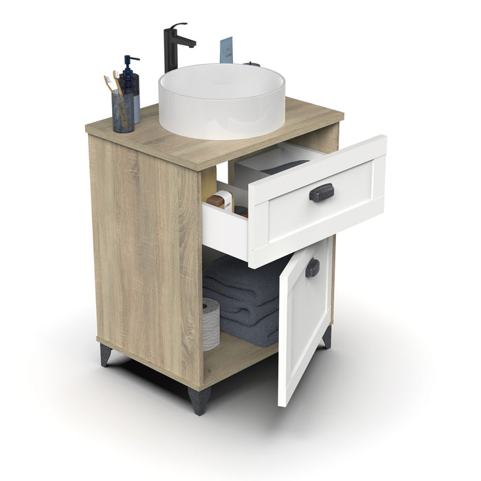 PITARCH FURNITURE Toscana 60 Sink Cabinet Cambrian Oak/White