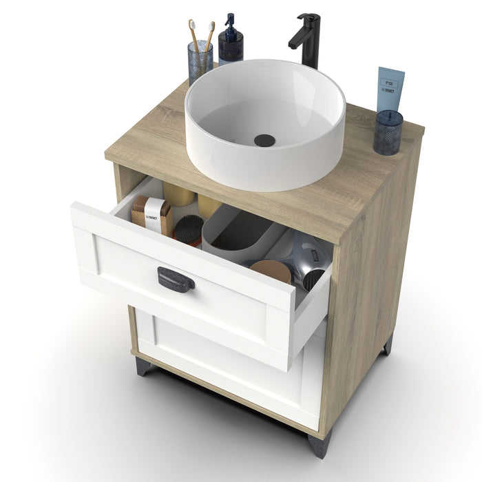 PITARCH FURNITURE Toscana 60 Sink Cabinet Cambrian Oak/White