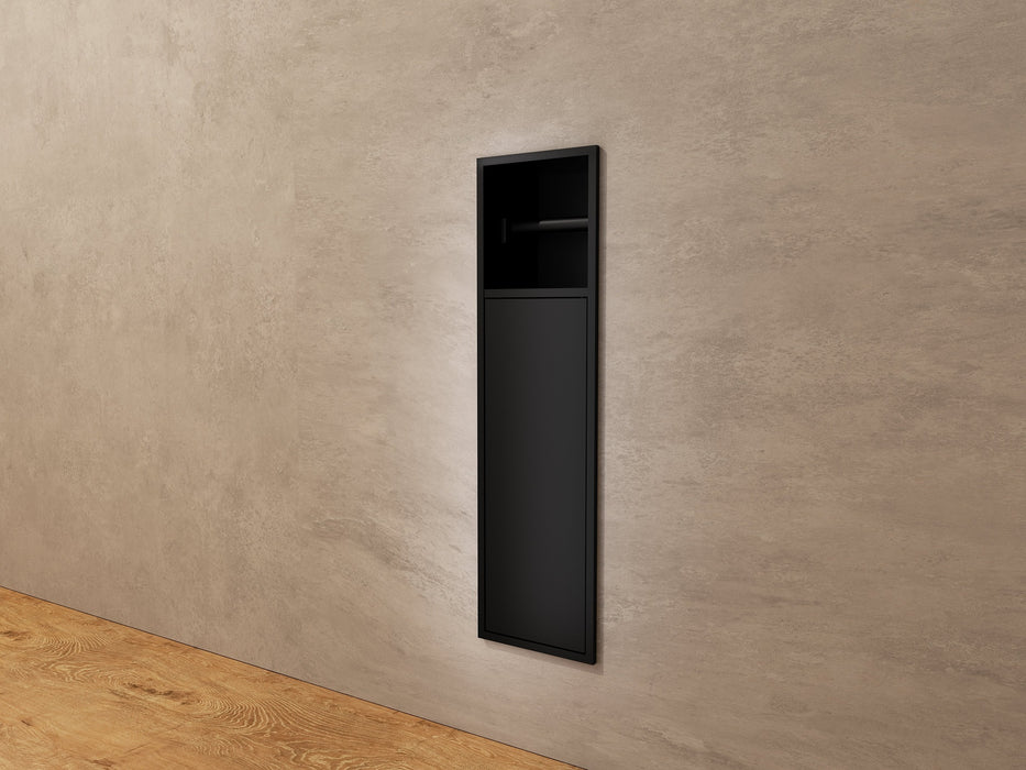 MEDIMEX HOR007/NG EGEAN Hornacina Con Puerta Y Portarrollos 17x60 Negro Mate