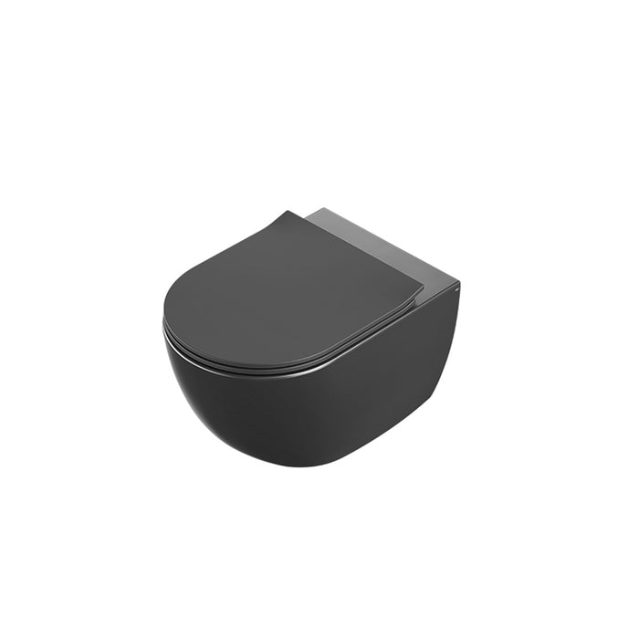 OLI LAKE-OLI120 PLUS Rimless Wall-Mounted Toilet Pack with Matte Black Push Button