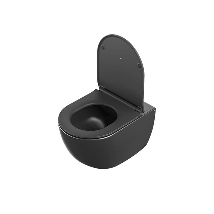 OLI LAKE-OLI120 PLUS Rimless Wall-Mounted Toilet Pack with Matte Black Push Button