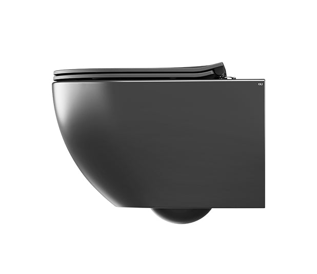 OLI 888236+888361 LAKE Rimless Wall-Mounted Toilet with Seat Hidden Fixings Black