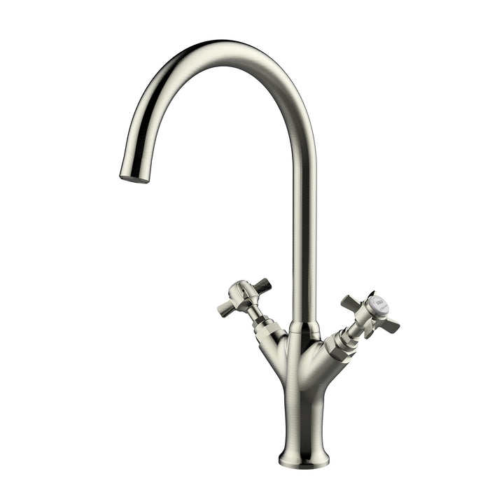 CLEVER 61903 ALPINA Double Handle Sink Tap Brushed Nickel Color