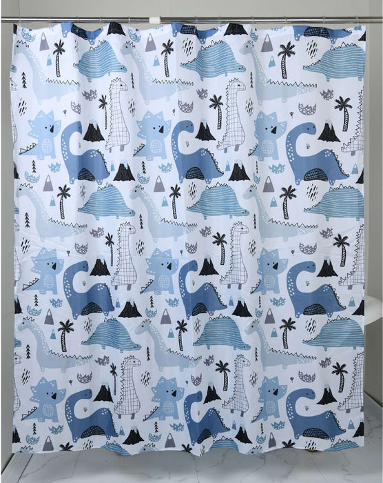 GEDY TTE13631200 DINOSAURS Cortina de Ducha Blanco y Azul