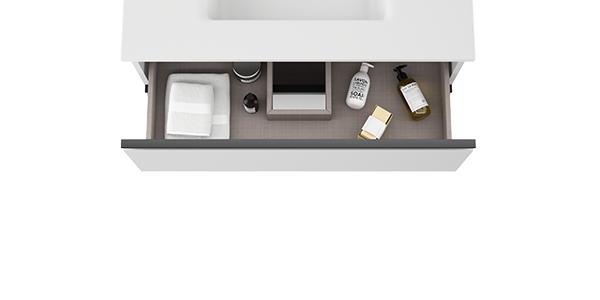 VISOBATH GRANADA Bathroom Cabinet with Floor Sink 2 Drawers White Ada Matte