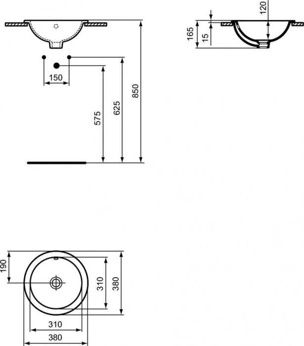IDEAL STANDARD E505101 CONNECT Lavabo Encastre 38 Redondo