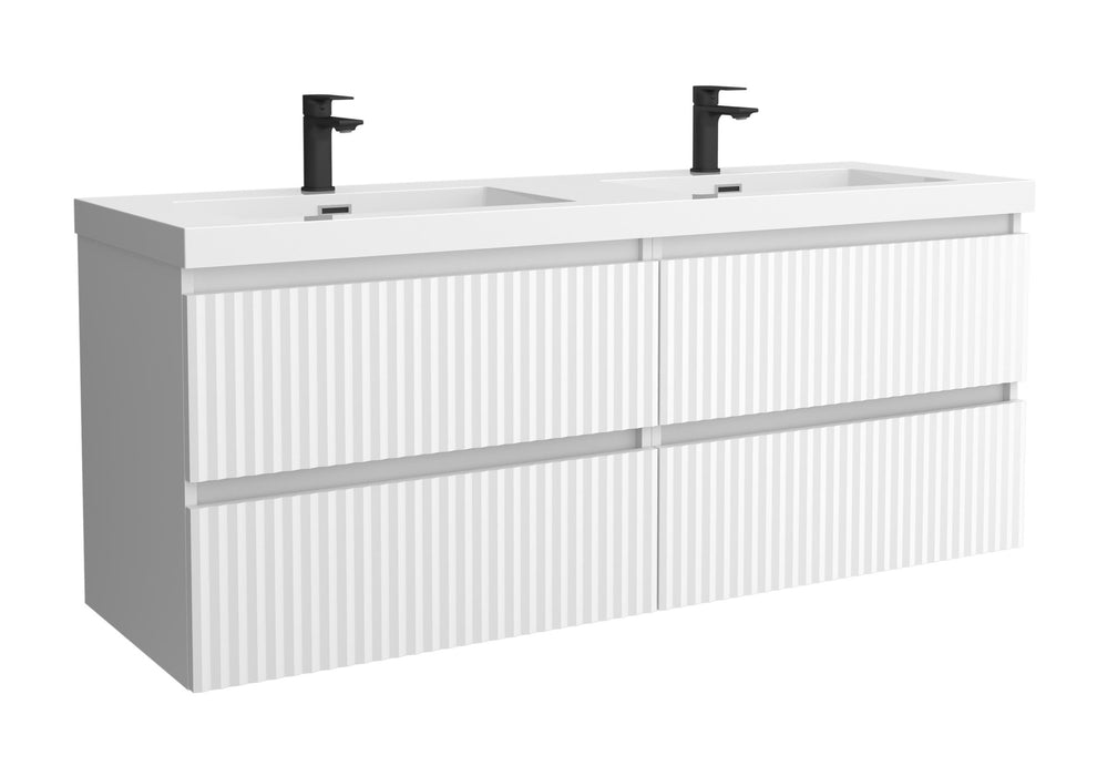 SALGAR 121748 KIRA Mueble de Baño 2 pozas Carga Mineral 140cm Blanco Mate