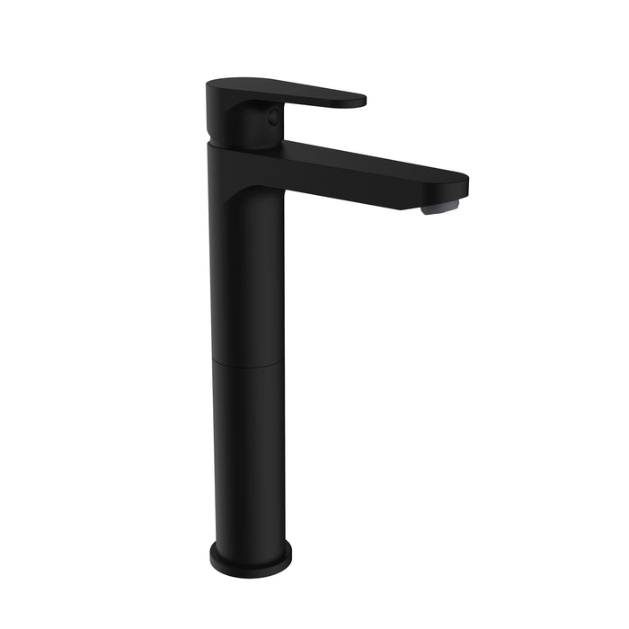 CLEVER 62075 ROCKET Single Handle Basin Faucet 235mm 5l/min with Drain Valve Quick-Clac Synthetic Matte Black Cold Opening