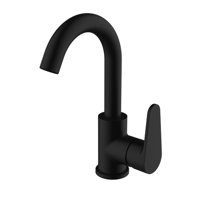 CLEVER 62077 ROCKET Single-lever basin tap 180mm 5l/min tube spout with quick-clac drain valve Matte Black Synthetic Cold Opening