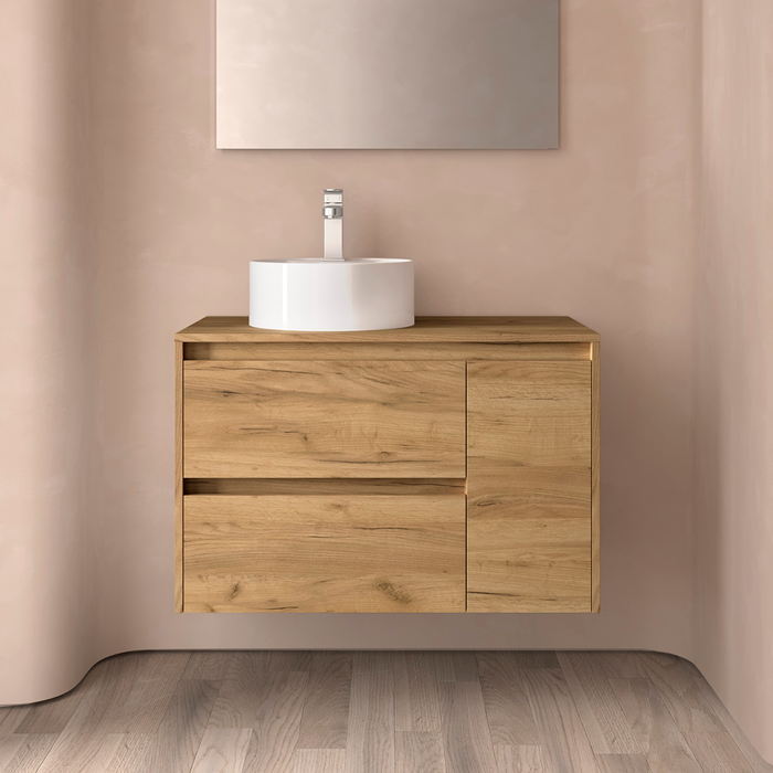 SALGAR NOJA 850 Bathroom Cabinet with Countertop Lid 2 Drawers 1 Right Door Color Roble África