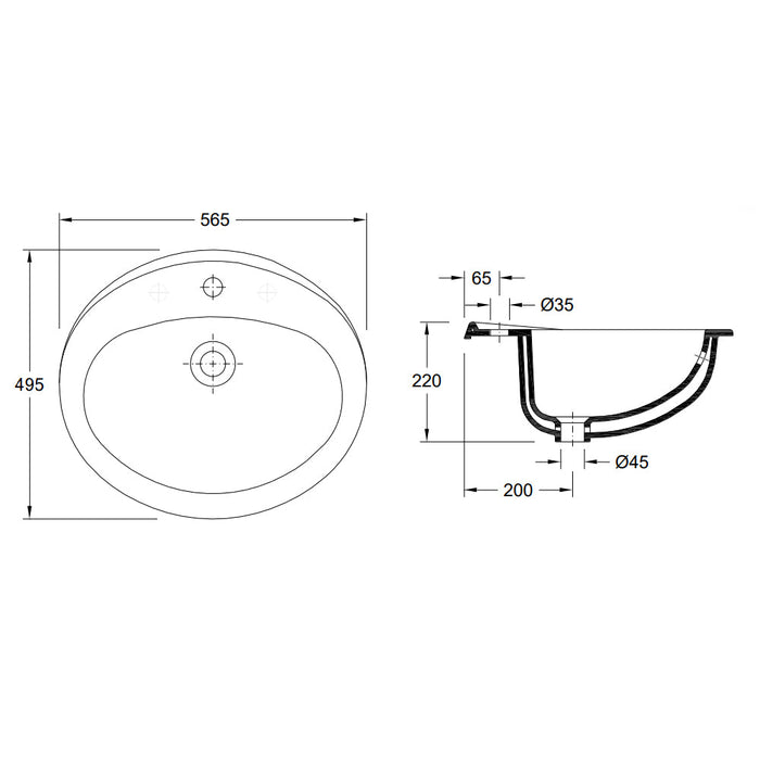 VALADARES 18361002C MIRAMAR White Built-in Sink