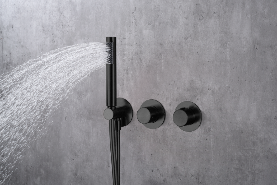 IMEX GTA052/NG ASSEN Grifo Termostático Ducha Empotrado 2 Vías Negro Mate