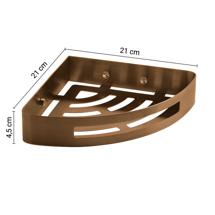 GEDY 24798200000 NERVA Porta objetos de ducha angular oro rosa