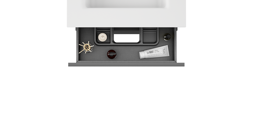 VISOBATH GRANADA Conjunto Completo Mueble de Baño Suspendido 2 Cajones Color Gris Ceniza Tirador Aluminio