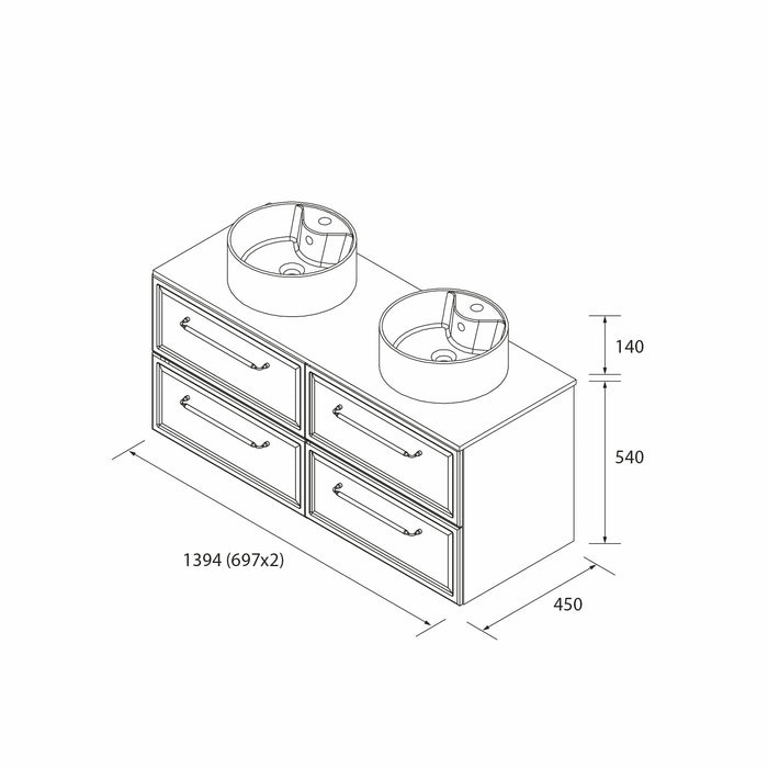 SALGAR 121842 RUNA Mueble+Lavabo LISBOA 140cm Roble