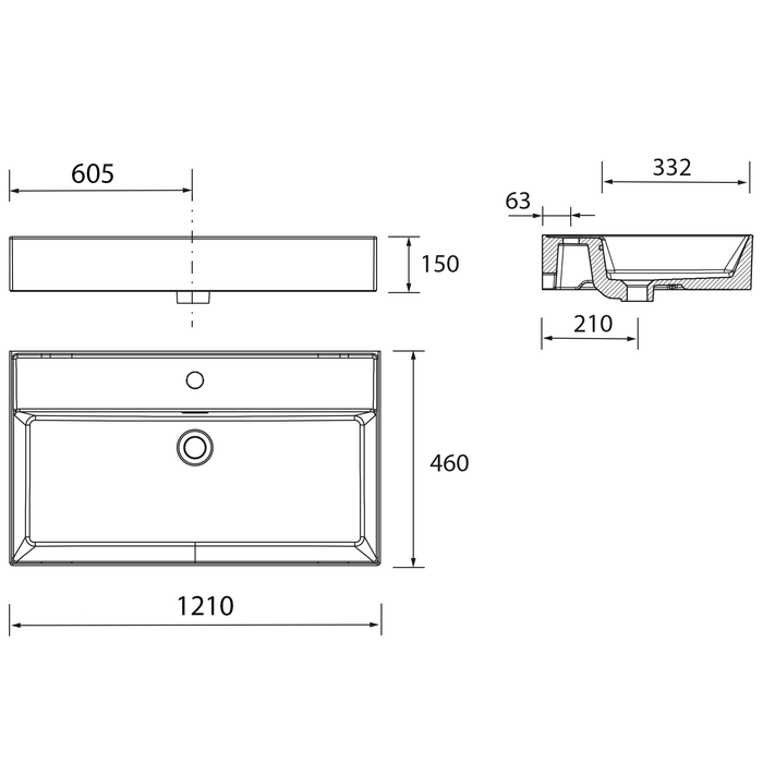 SALGAR 102231 BEQUIA Bathroom Cabinet with Sink 120 2 Drawers and 4 Compartments White Roble África