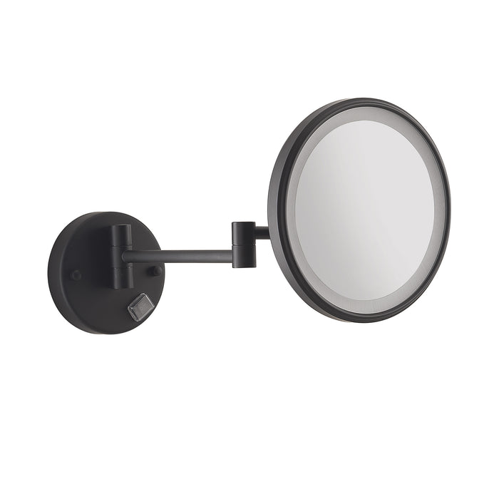 GEDY 21171400000 EVA Espejo de aumento 5X extensible de pared con LED negro mate