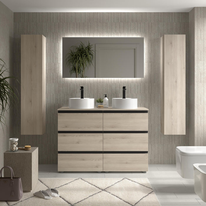 SALGAR BEQUIA METAL Mueble 3C Lavabo sobre encimera 120 cm Natural