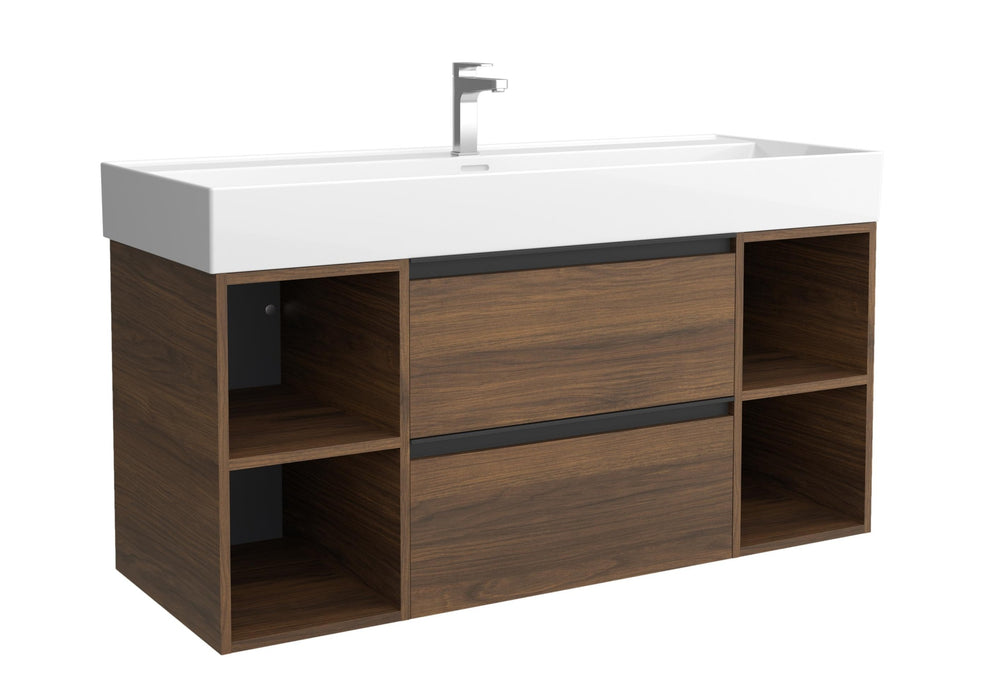 SALGAR 116039 BEQUIA PLUS METAL Mueble de Baño 1 poza Porcelana 120cm Nogal