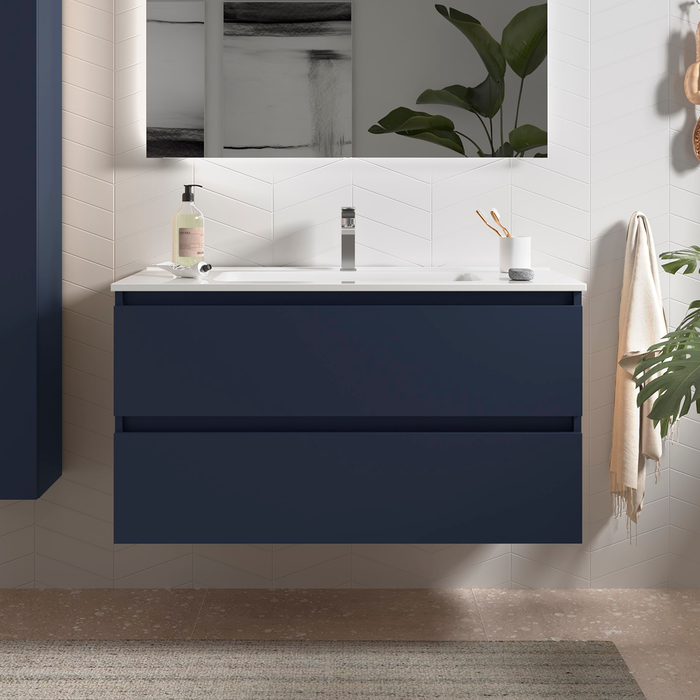 SALGAR BEQUIA Bathroom Cabinet with Sink Matte Blue Color