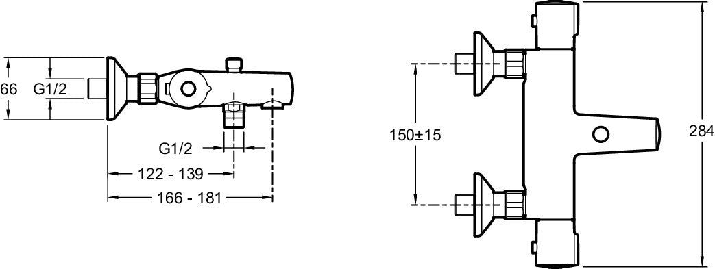 Jacob Delafon E45714-CP JULY Wall-mounted thermostatic bath-shower