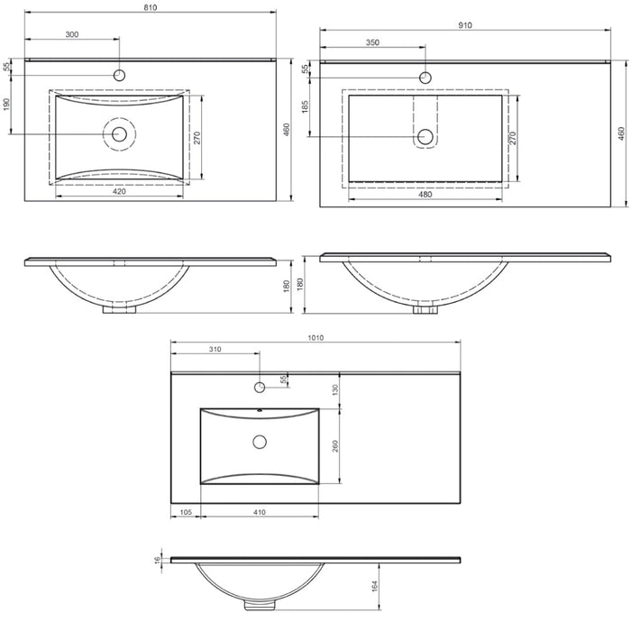 VISOBATH BOX Mueble de Baño con Lavabo Izquierda 2 Cajones 1 Puerta Suspendido Abedul