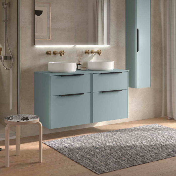 SALGAR 119768 LUVA Mueble de Baño 120 con Tapa Encimera Color Aqua Tirador Negro