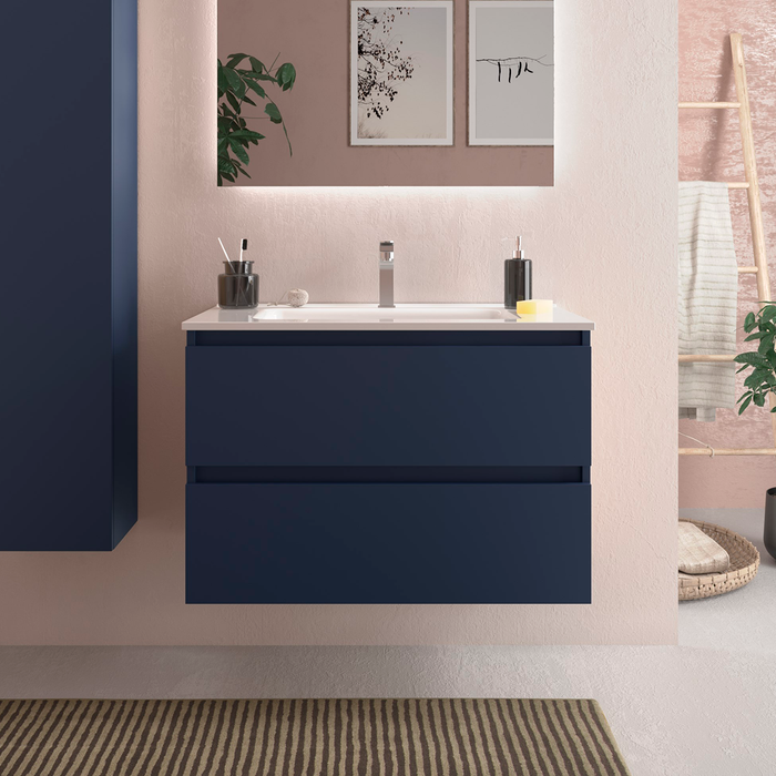 SALGAR BEQUIA Bathroom Cabinet with Sink Matte Blue Color
