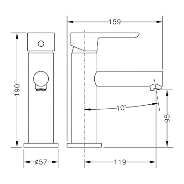 GENEBRE 65130 19 41 66 OSLO BLACK Grifo Monomando Lavabo Negro Mate
