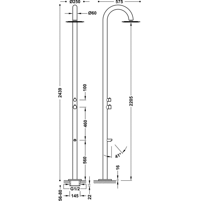 TRES 13499506 Columna De Ducha Exterior Jardín Acero Inox 316