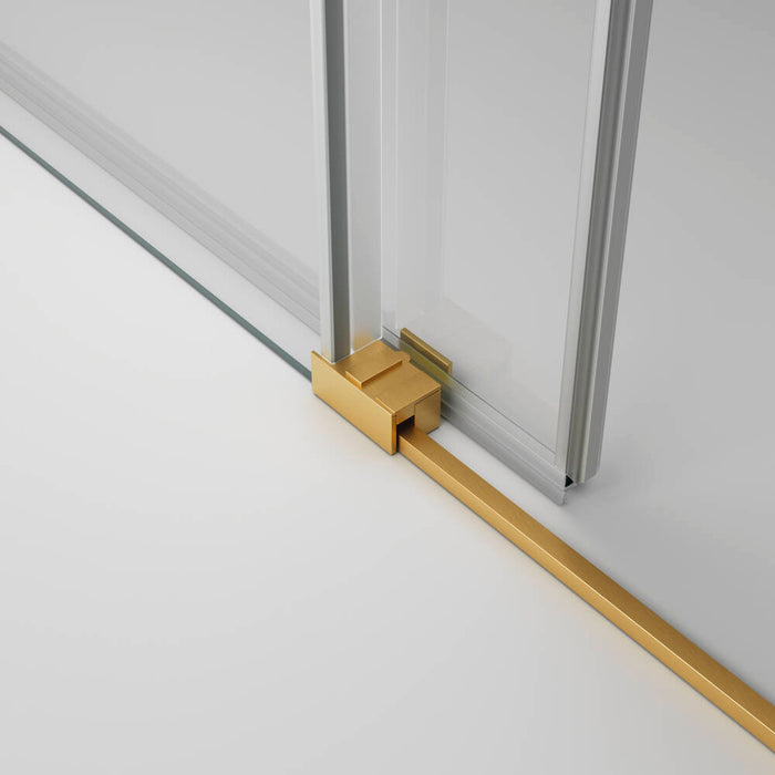 GME BASIC Mampara Frontal Ducha Corredera 1F+1C Oro Vidrio Transparente