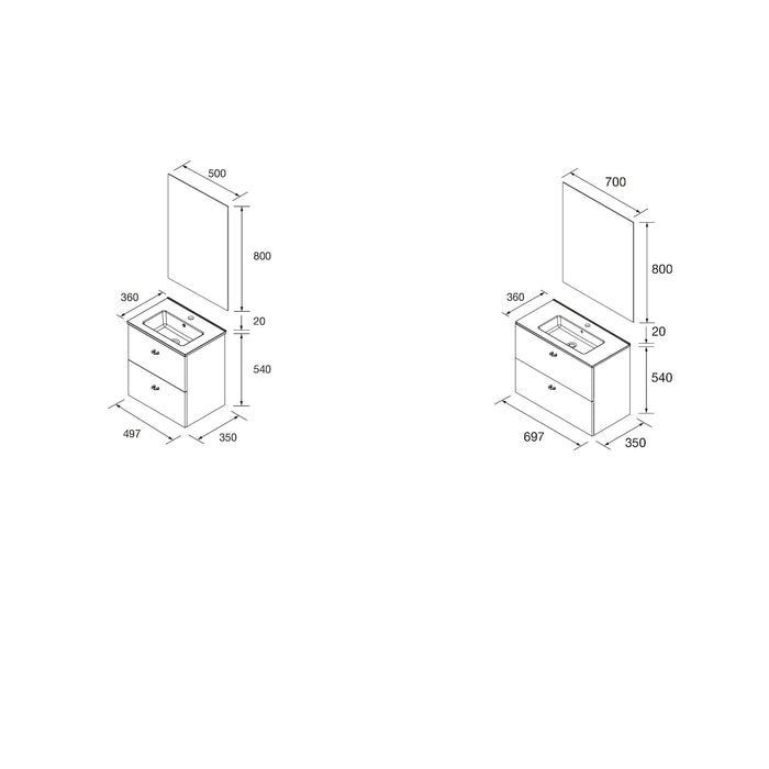 SALGAR INARA Conjunto Mueble 2C Fondo Reducido Blanco Satinado