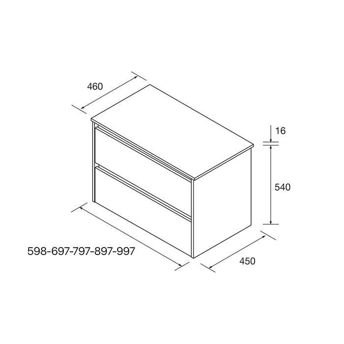 SALGAR NOJA Mueble de Baño con Tapa Encimera 2 Cajones Color Roble África