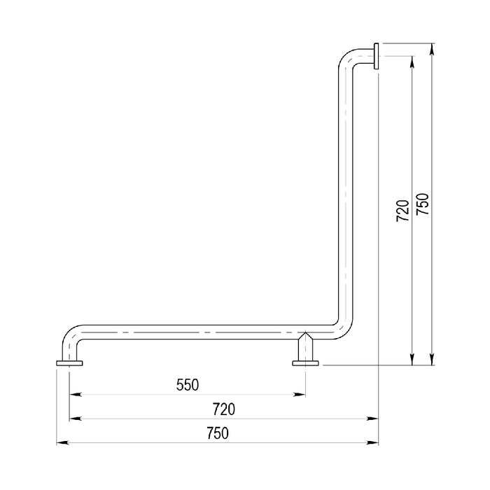 PRESTO 88155_RAL Barra de apoyo ángulo horizontal inox RAL