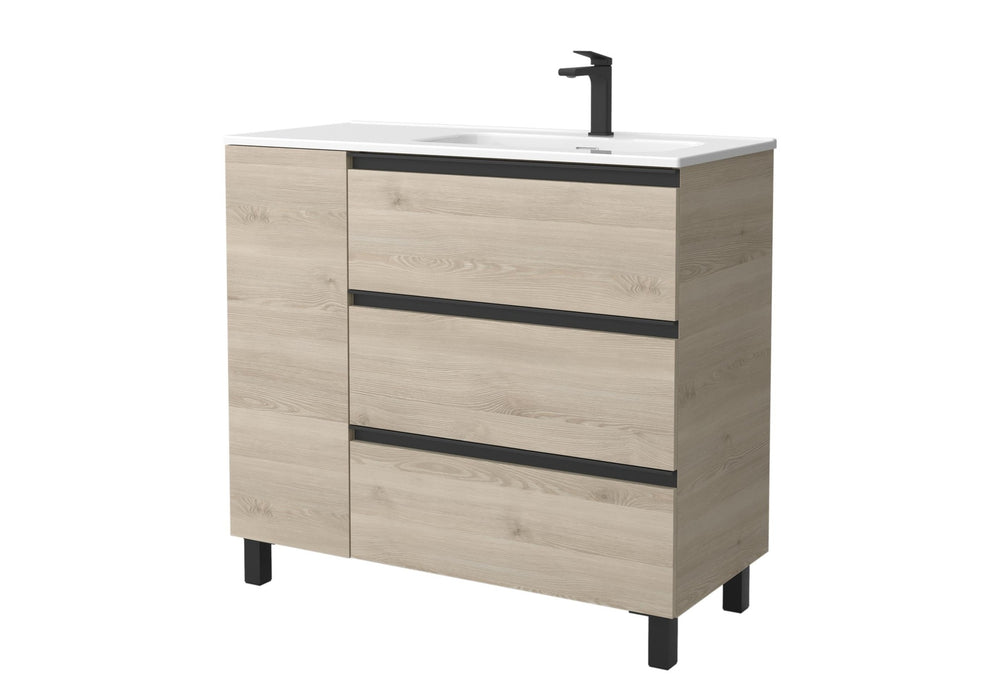 SALGAR 117555 BEQUIA PLUS METAL Mueble de Baño 1 poza Porcelana 110cm Natural
