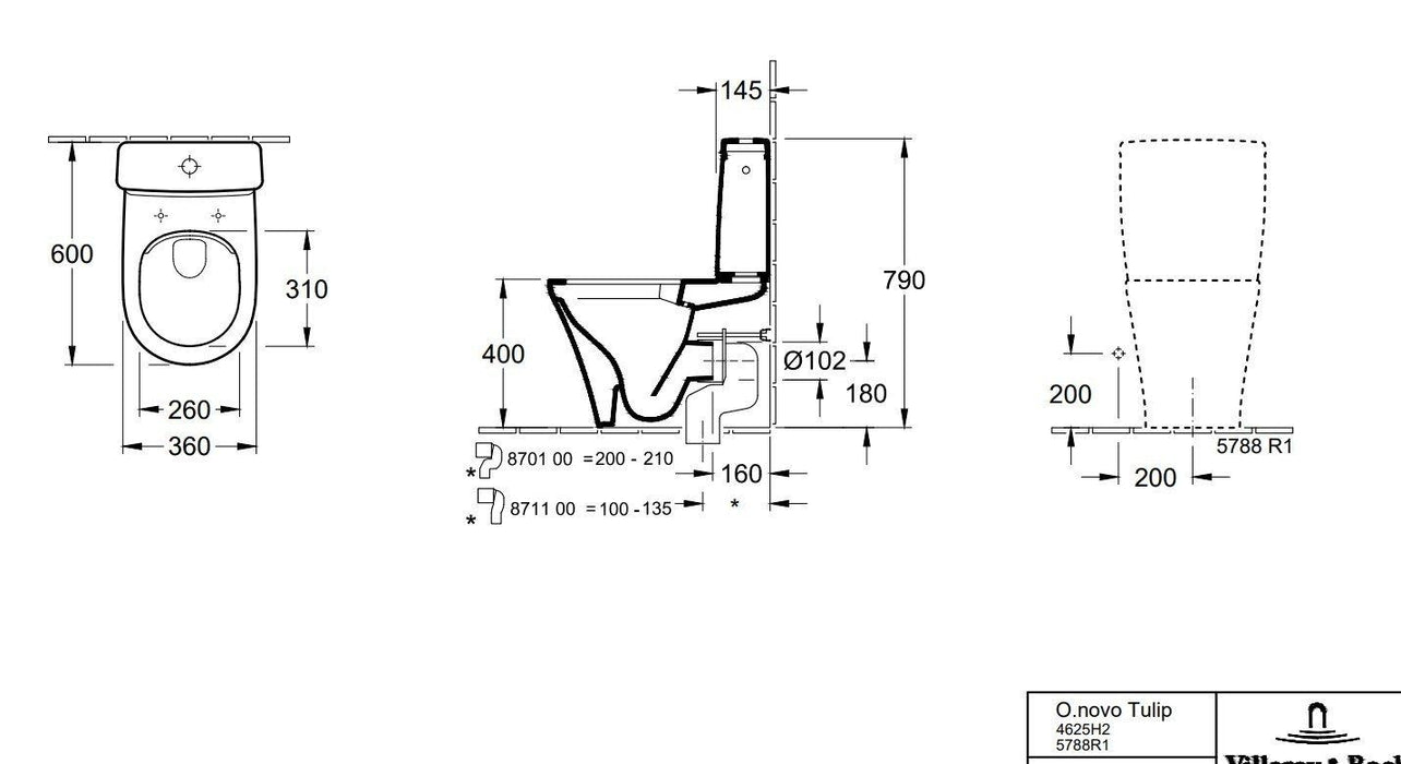 VILLEROY & BOCH 5788 R1 01 O-NOVO Cisterna Alimentación Inferior