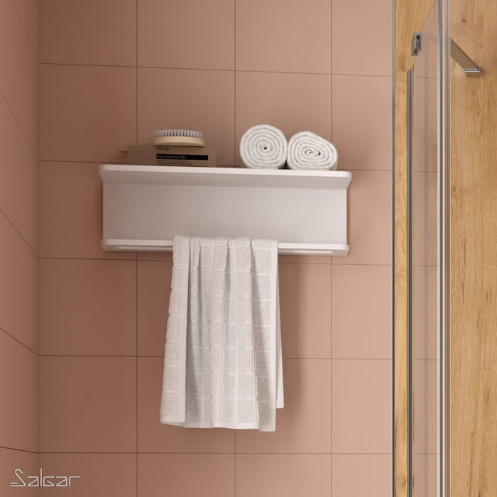 SALGAR 82413 SHIRO Repisa Toallero Blanco Mate