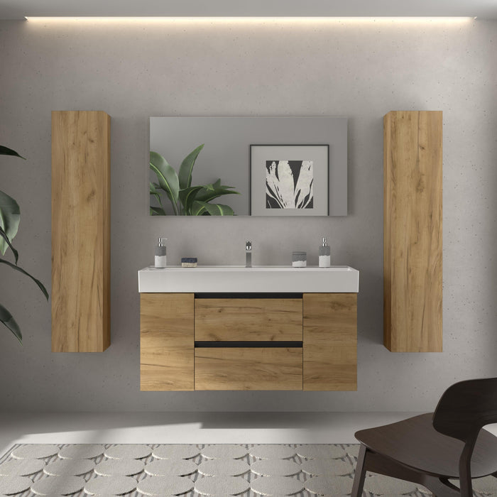 SALGAR 116055 BEQUIA PLUS METAL Mueble de Baño 1 poza Porcelana 120cm Roble