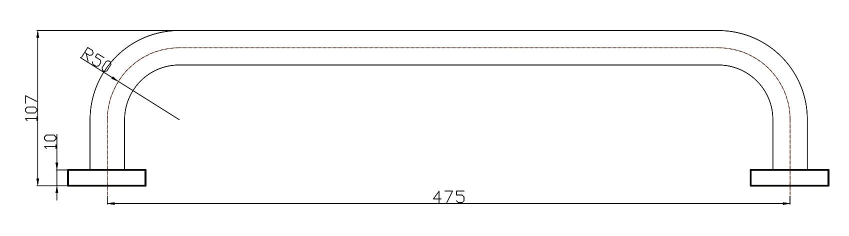 MEDICLINICS AC0974C Straight Brass Chrome Shine Towel Handle
