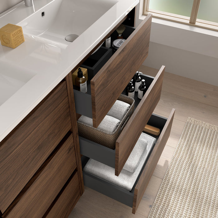 SALGAR NOJA Conjunto Mueble de Baño Completo 3 Cajones Color Nogal Maya