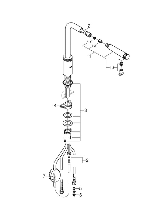 GROHE 31 615 DA0 ESSENCE Monomando de fregadero con smartcontrol integrado cobre brillo