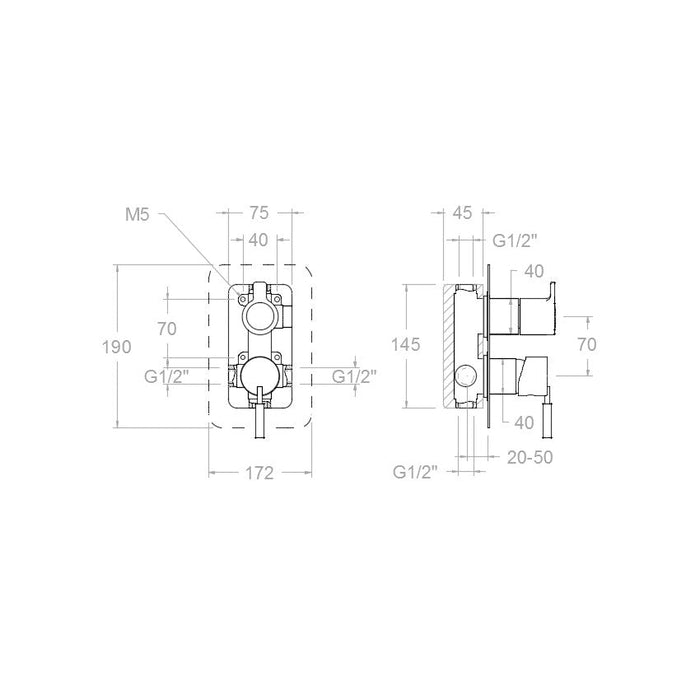 RAMONSOLER 751502S ATICA Monomando Empotrado Para Ducha 2 Vias