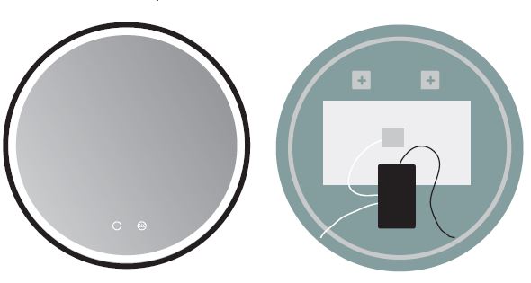 LEDIMEX PARI020/70NG PARIS Espejo LED Redondo Luz Frontal Negro Mate 70 cm